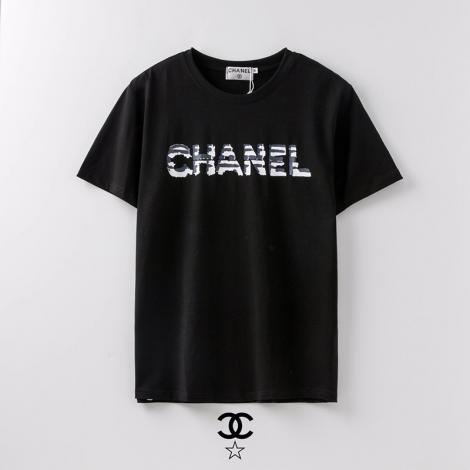 シャネル CHANEL メンズ/レディース 2色 クルーネック Tシャツ カップル 綿 2020年春夏新作コピー最高品質激安販売