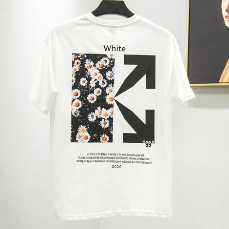 オフホワイト Off White メンズ/レディース 2色 クルーネック Tシャツ 綿 カップル 2020年春夏新作ブランドコピー国内発送専門店