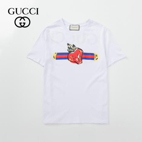ブランド後払いグッチ GUCCI カップル 2色 クルーネック Tシャツ 綿 2020年新作スーパーコピー代引き