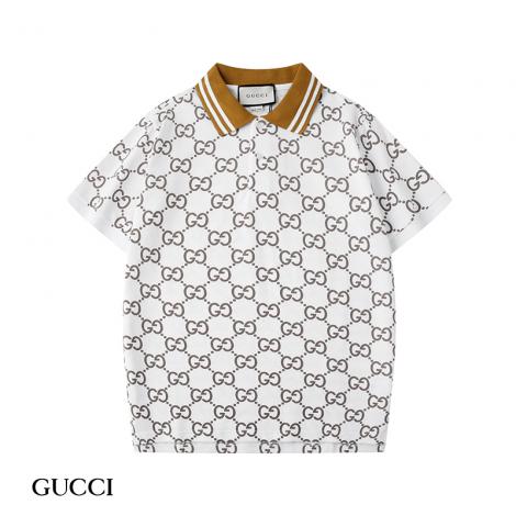 グッチ GUCCI メンズ/レディース 折り襟 ポロシャツ 2色  Tシャツ 綿 カップル 新品同様スーパーコピー通販