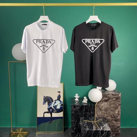 プラダ PRADA メンズ/レディース 2色 クルーネック Tシャツ 綿 定番人気スーパーコピー激安安全後払い販売専門店