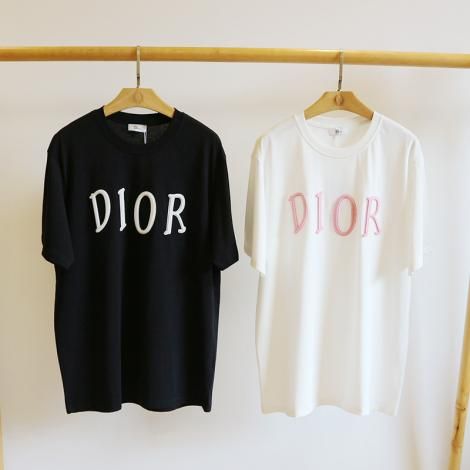 ディオール Dior メンズ/レディース カップル クルーネック 2色 綿 Tシャツ 送料無料コピーブランド代引き