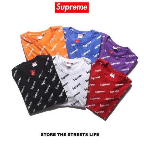 シュプリーム Supreme メンズ/レディース 6色 カップル クルーネック Tシャツ 綿 人気スーパーコピー専門店