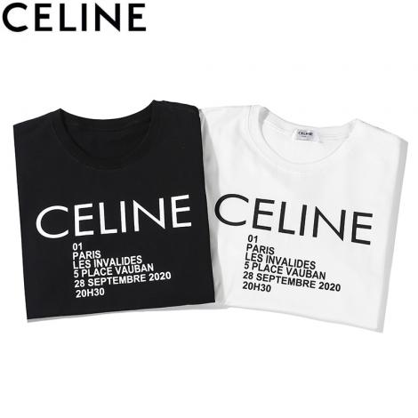 ブランド国内セリーヌ CELINE メンズ/レディース カップル 2色 クルーネック 綿 Tシャツ 定番人気格安コピー口コミ