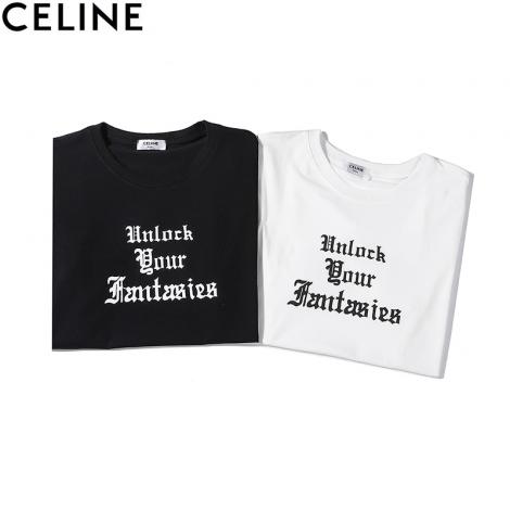 セリーヌ CELINE メンズ/レディース カップル 2色 クルーネック 綿 Tシャツ  人気スーパーコピー激安国内発送販売専門店