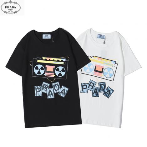 プラダ PRADA メンズ/レディース カップル 2色 クルーネック Tシャツ 綿 新品同様ブランドコピー安全後払い専門店
