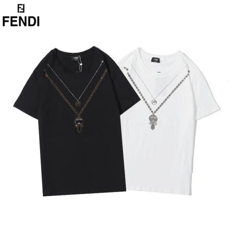 フェンディ FENDI メンズ/レディース 2色 クルーネック Tシャツ 綿 良品ブランドコピー激安国内発送販売専門店