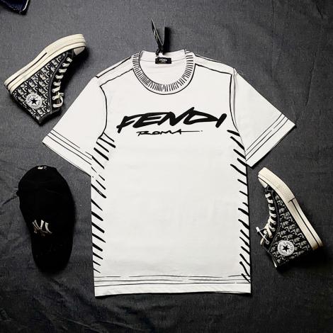 フェンディ FENDI メンズ/レディース カップル クルーネック Tシャツ 綿 2020年新作スーパーコピーブランド代引き