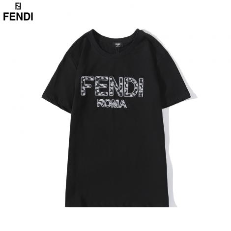 ブランド後払いフェンディ FENDI メンズ/レディース 2色 美品 クルーネック Tシャツ 綿ブランドコピー激安販売専門店