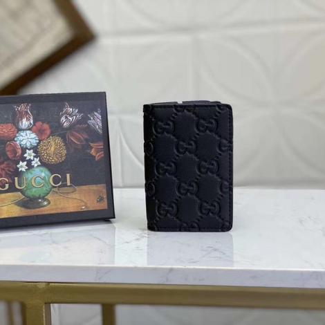 GUCCI 世界中で大人気 グッチ メンズ 牛革 黒色 二つ折財布 カードポケット コインケース 良品 G145789レプリカ財布 代引き工場直営店