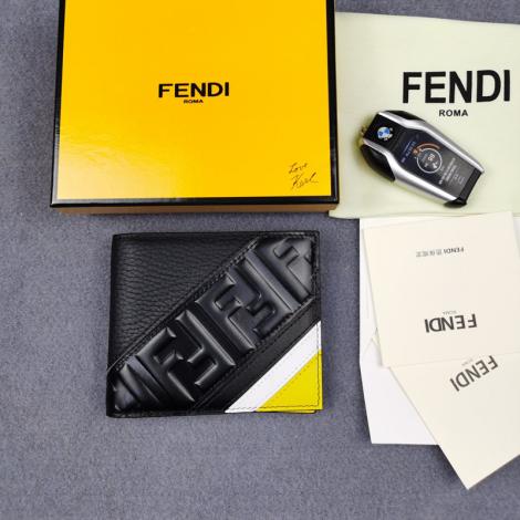 FENDI メンズ 二つ折財布 ショートウォレット 968568 累積売上額第3位獲得 フェンディ  マルチカラーが選択可能 人気商品 牛革スーパーコピー財布工場直売専門店