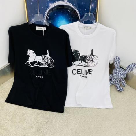 CELINE 2色 Tシャツ セリーヌ クルーネック 累積売上額TOP6 カップル メンズ/レディース 人気 綿ブランドコピー販売口コミ代引き後払い国内発送優良店