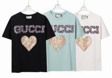 最新作人気 グッチ メンズ/レディース カップル 刺繍 愛する フローラル GUCCI クルーネック Tシャツ   3色 注目商品最高品質コピー