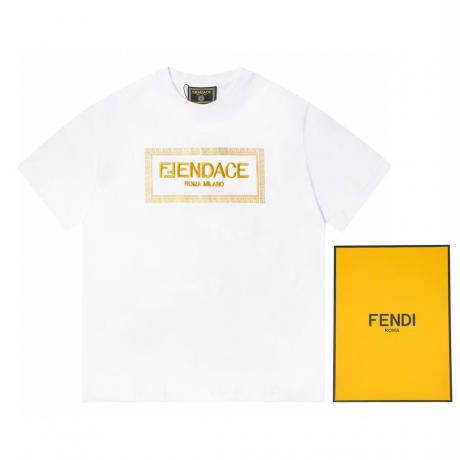 売上額TOP12 FENDI フェンディ Tシャツ刺繍半袖印刷标志コラボレーション2色 スーパーコピー販売Lineライン