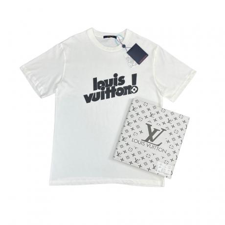 大判新作を先取り LOUIS VUITTON ルイヴィトン Tシャツ綿半袖印刷スリムフィットニット2色 ブランドコピー服安全後払いおすすめサイト