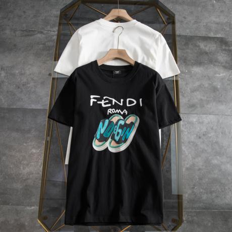 FENDI フェンディ メンズレディースTシャツ緩い服人気ラウンドネック 新作半袖百搭  印刷ファッション柔軟印刷絶妙夏 格安偽物ランキング