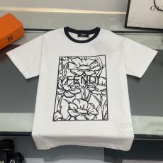 FENDI フェンディ メンズレディースTシャツ綿レジャー半袖印刷标志高品質同じスタイル芸能人2色 偽物国内発送対応