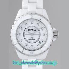 シャネル 時計  J12 品質本物 H1629 38mm　ホワイトセラミックブレス　12Pダイヤ　 ホワイト