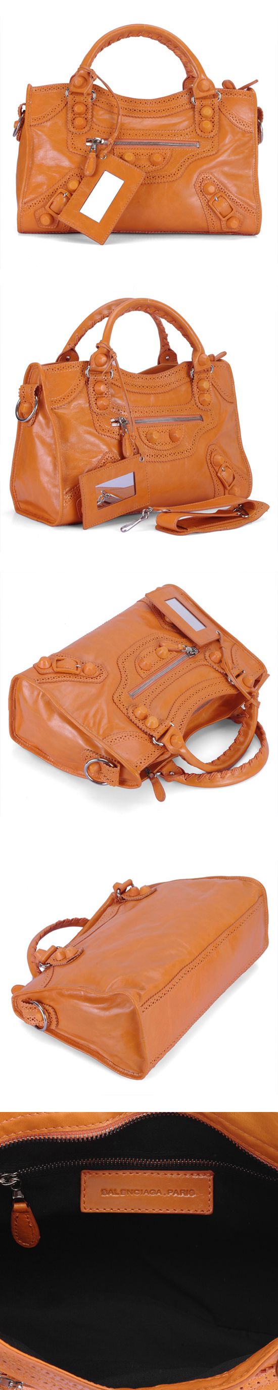 ブランド通販BALENCIAGA-バレンシアガ-332-Leather-オレンジ色激安屋-ブランドコピー